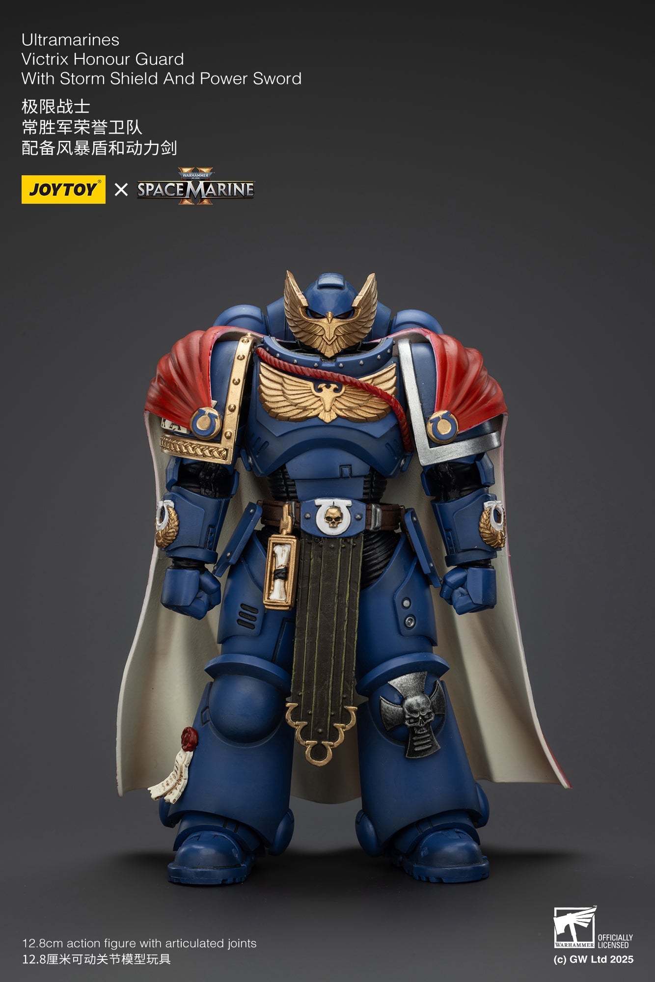 (Stock Reservation) Ultramarines Victrix Honour Guard with Storm Shield And Power Sword - Warhammer SPACE MARINE II 1/18 Action Figure By JOYTOY