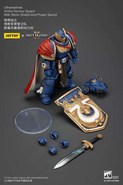 (Stock Reservation) Ultramarines Victrix Honour Guard with Storm Shield And Power Sword - Warhammer SPACE MARINE II  1/18 Action Figure By JOYTOY