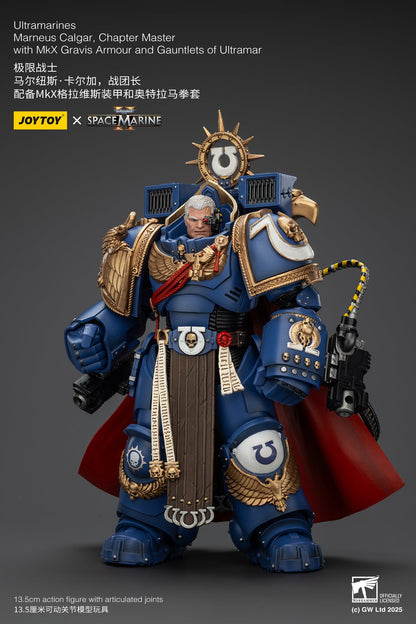 (Stock Reservation) Ultramarines Marneus Calgar, Chapter Master with MKX Gravis Armour and Gauntlets of Ultramar- Warhammer SPACE MARINE II  1/18 Action Figure By JOYTOY