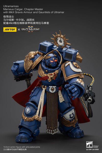 (Stock Reservation) Ultramarines Marneus Calgar, Chapter Master with MKX Gravis Armour and Gauntlets of Ultramar- Warhammer SPACE MARINE II  1/18 Action Figure By JOYTOY