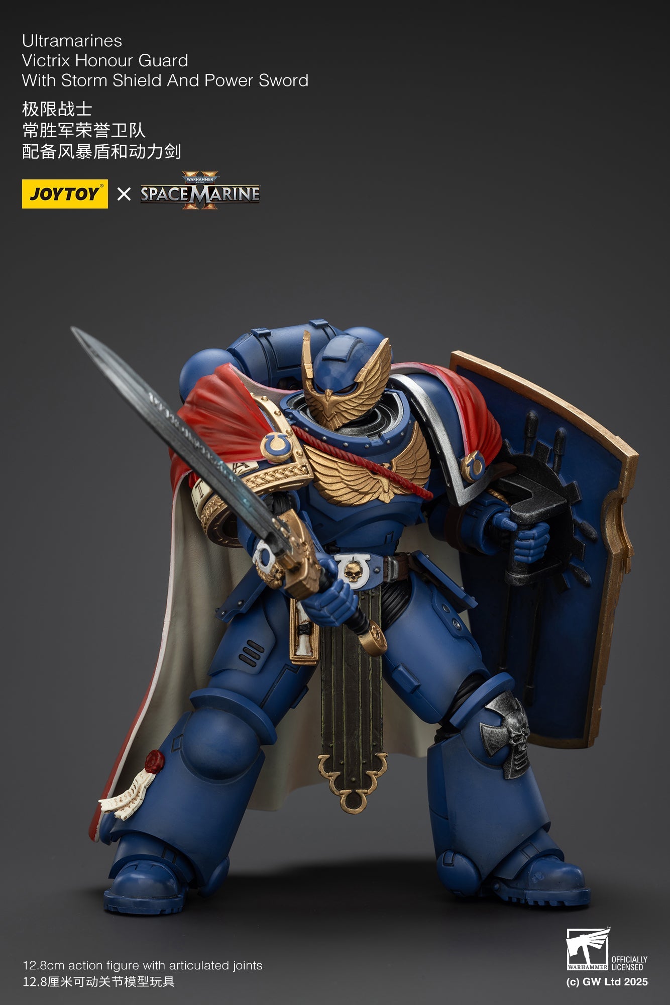 (Stock Reservation) Ultramarines Victrix Honour Guard with Storm Shield And Power Sword - Warhammer SPACE MARINE II  1/18 Action Figure By JOYTOY