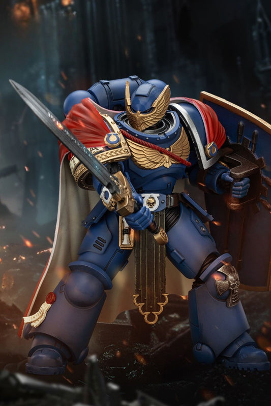 (Stock Reservation) Ultramarines Victrix Honour Guard with Storm Shield And Power Sword - Warhammer SPACE MARINE II  1/18 Action Figure By JOYTOY