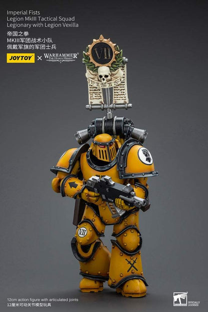 Imperial Fists Legion MkIII Tactical Squad Legionary with Legion Vexilla - Warhammer The Horus Heresy Action Figure By JOYTOY