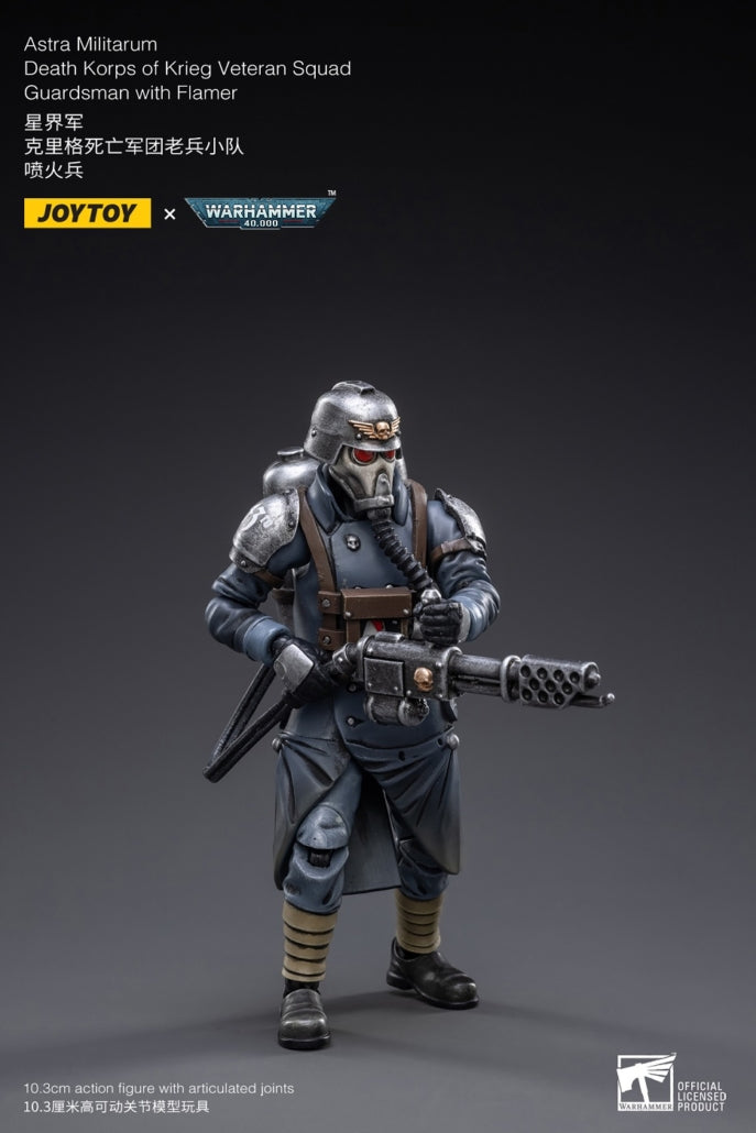 Death Korps of Krieg Veteran Squad Guardsman with Flamer - Warhammer 40K Action Figure By JOYTOY