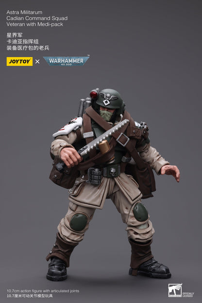 Astra Militarum Cadian Command Squad Veteran with Medi-pack - Warhammer 40K Action Figure By JOYTOY