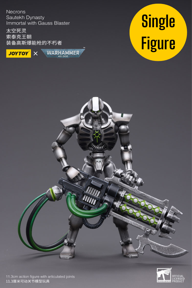 Necrons Sautekh Dynasty Immortal with Gauss Blaster- Warhammer 40K Action Figure By JOYTOY